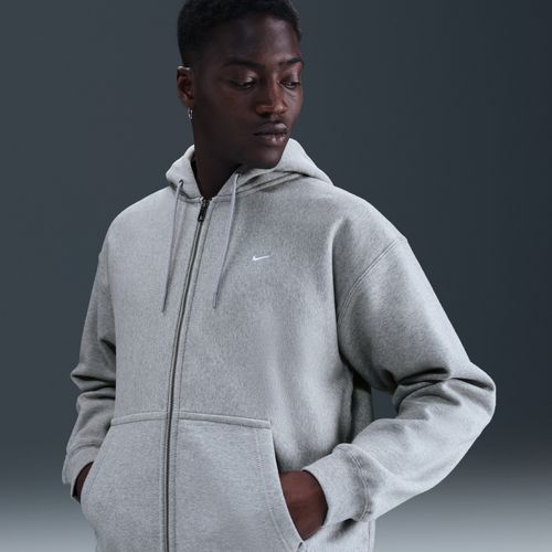 Nike Solo Swoosh Fleece Full Zip Hoodie - Dark Grey Heather