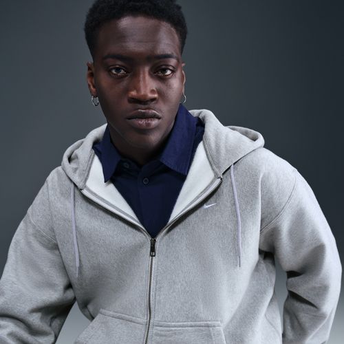 Nike Solo Swoosh Fleece Full Zip Hoodie - Dark Grey Heather