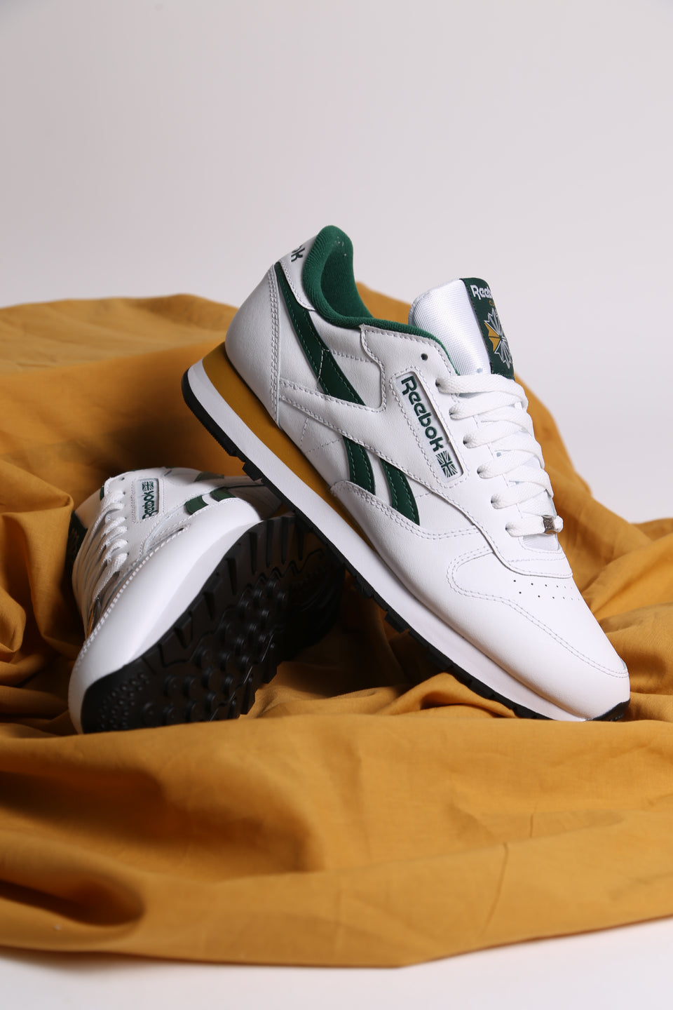 Reebok Classic Leather Homme - White Dark Green Gold