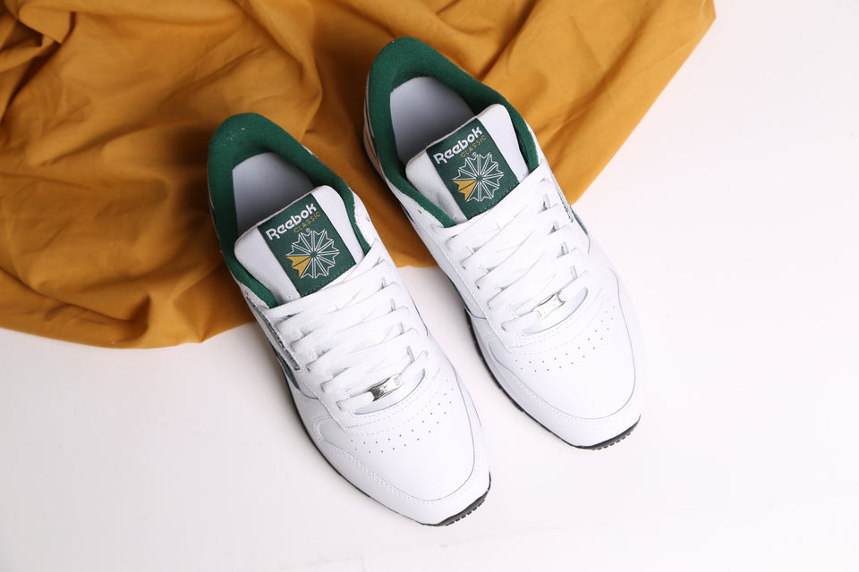 Reebok Classic Leather Homme - White Dark Green Gold