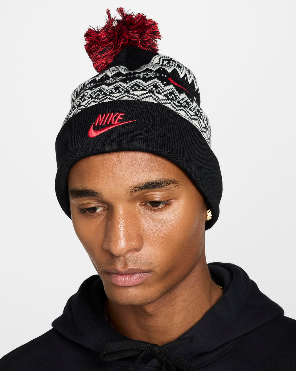 Nike Peak Fair Isle Beanie - Black University Red