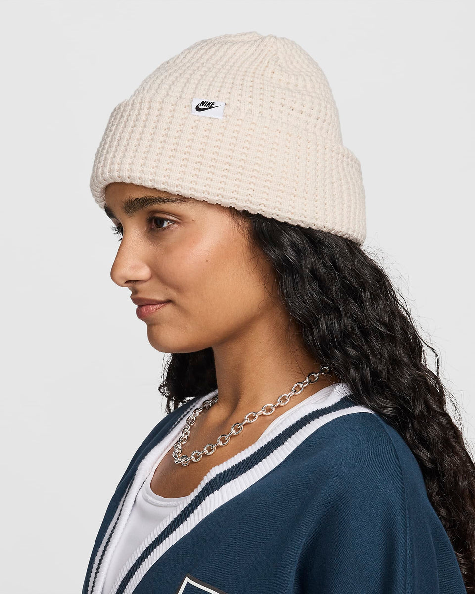 Nike Peak Waffle Knit Beanie - White