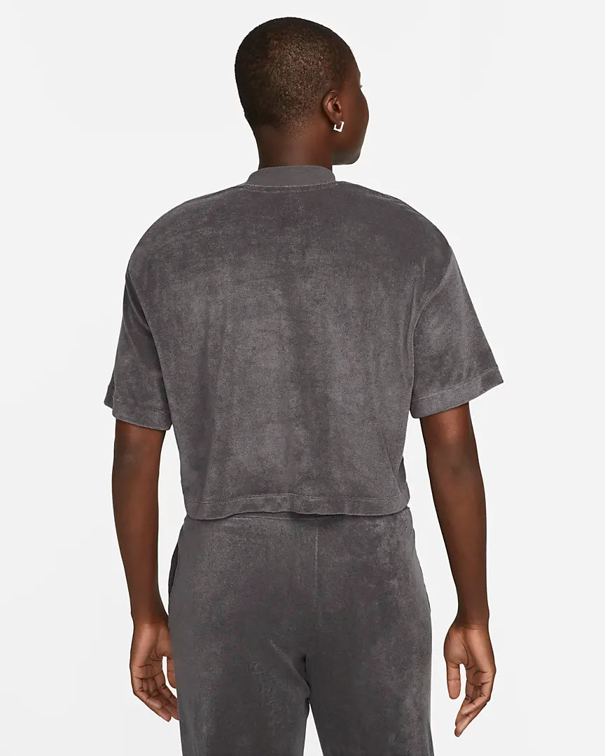 Nike Sportswear Mock Neck Short Sleeve Terry Top Anthracite