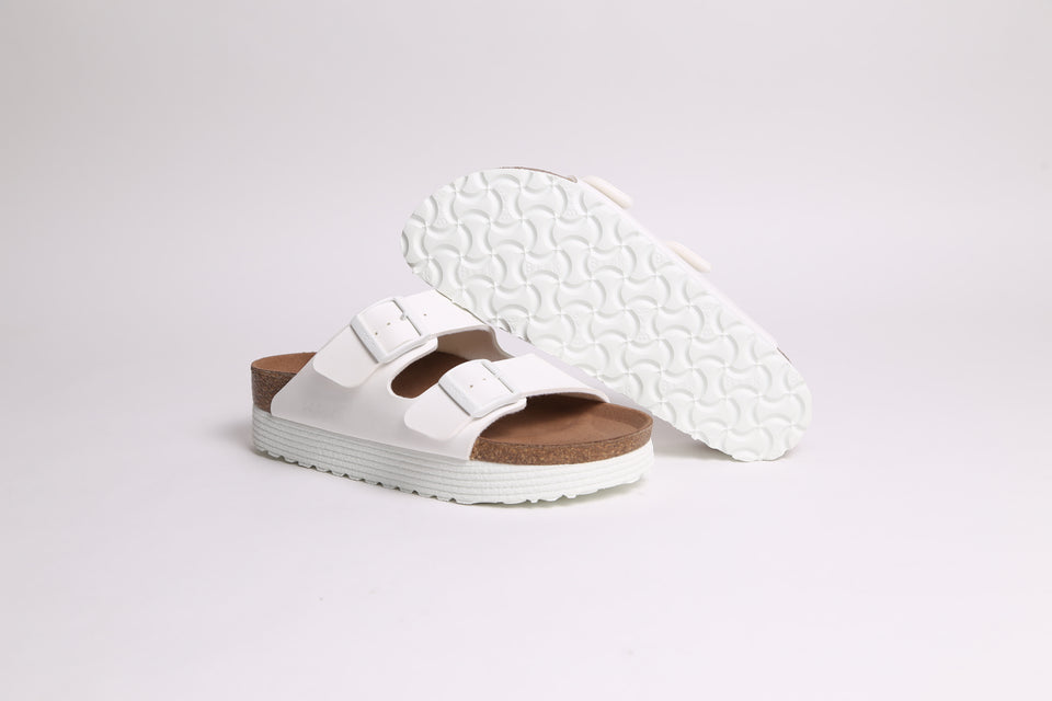 Birkenstock Arizona Grooved Vegan BF Narrow Fit - Blanc
