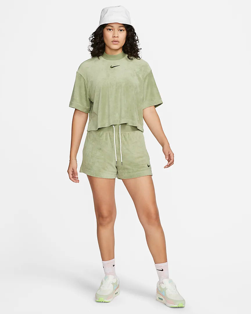 Nike Sportswear Women's Mock-Neck Short-Sleeve Terry Top.