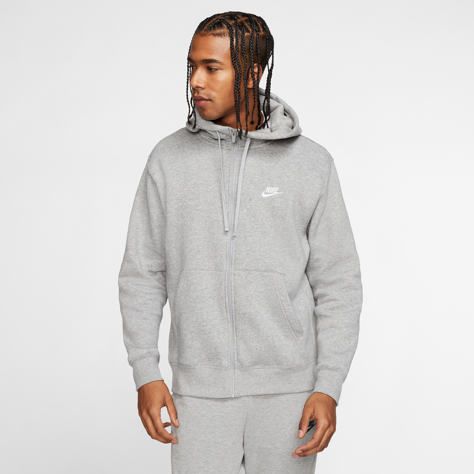 Nike Sportswear Club Fleece Full Zip Hoodie - Heather Grey