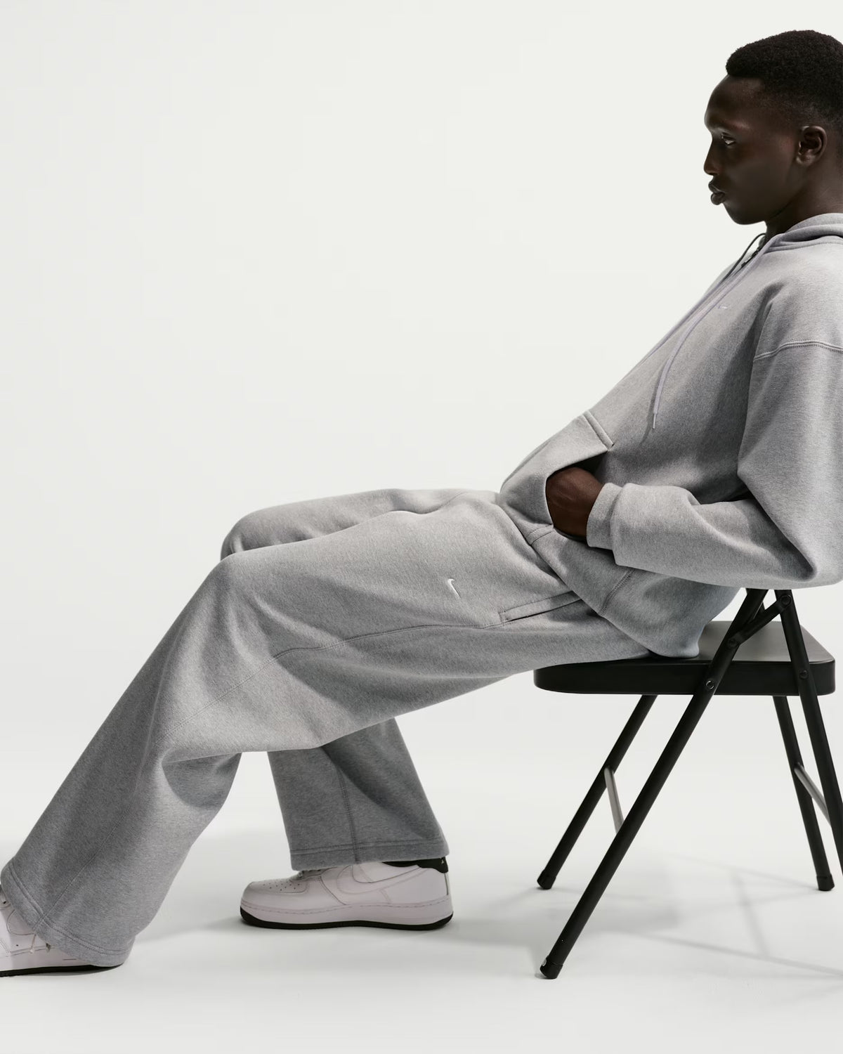 Nike Solo Swoosh Fleece Open-Hem Trousers Pants - Ash Grey-2