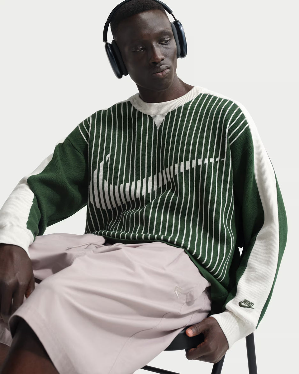 Nike Jacquard Swoosh Jersey Sweater - Green White