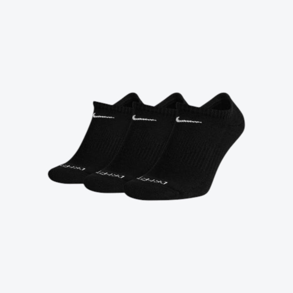 Nike Everyday Cushioned No Show Dri-Fit 3 Pack Socks - Black