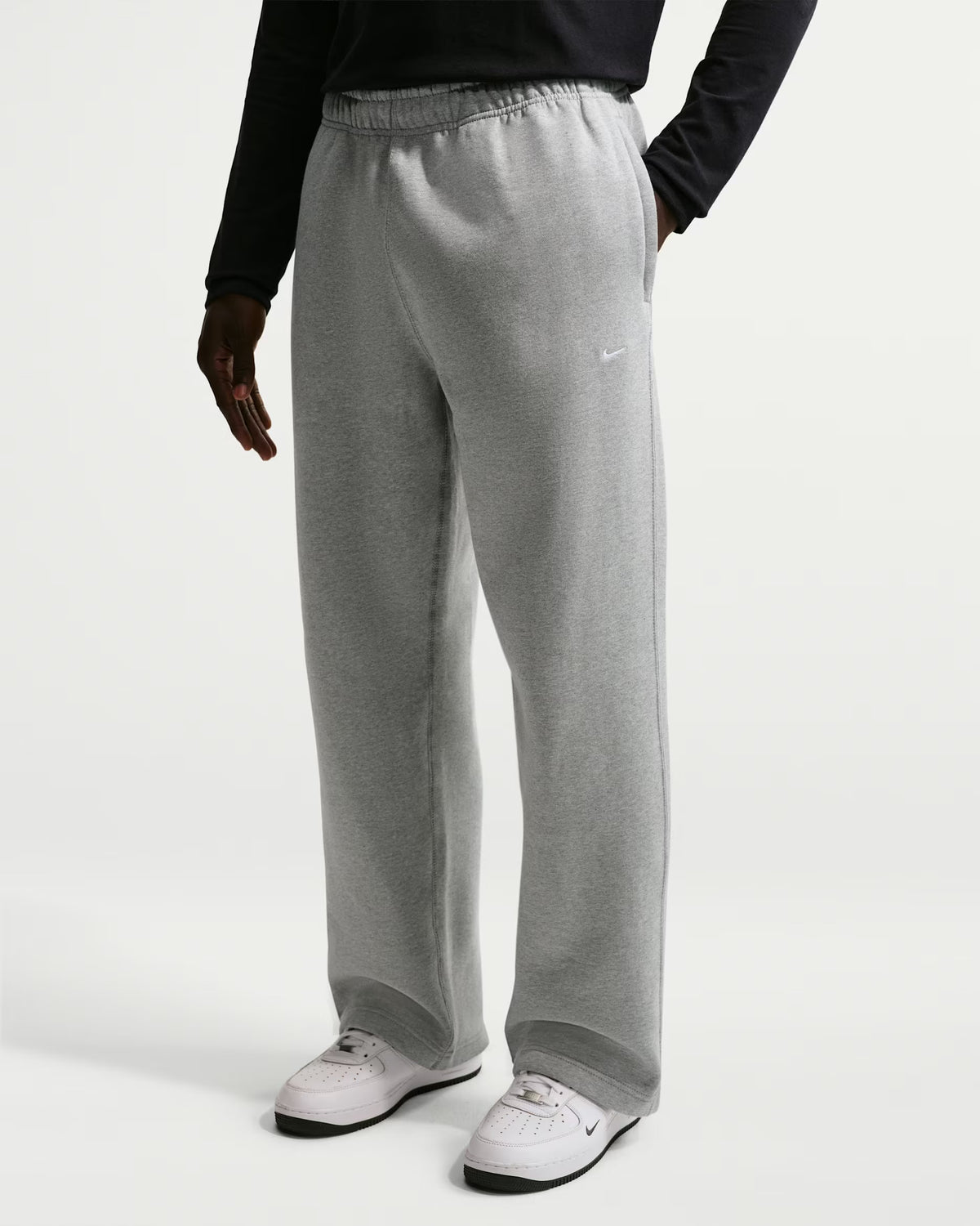 Nike Solo Swoosh Fleece Open-Hem Trousers Pants - Ash Grey