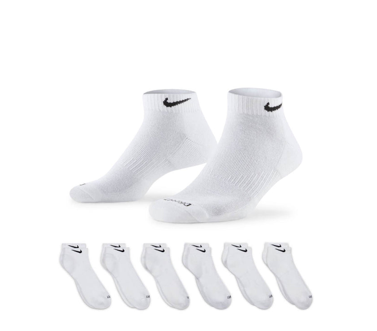 Nike Everyday Cushioned Low Dri-Fit 6 Pack Socks - Blanc SX7042-100