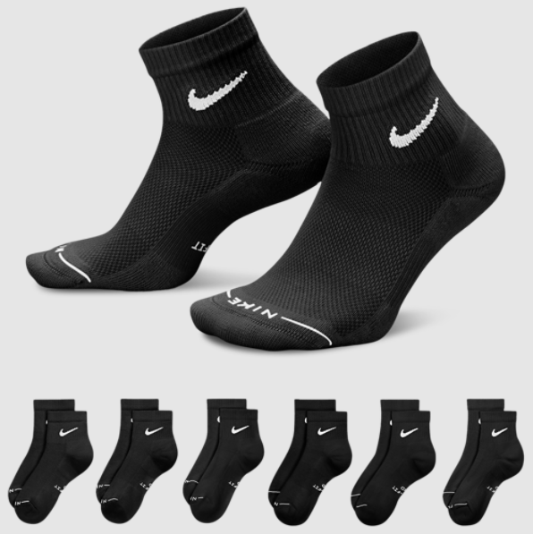 Nike Everyday Elevated 6 Pack Ankle Socks - Black HQ8031-902