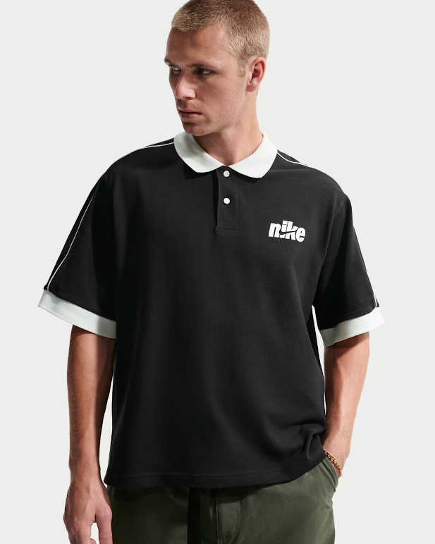 Nike Sportswear Club Oversized Short-Sleeve Polo - Black
