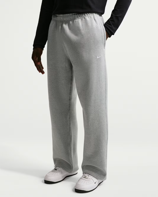 Nike Solo Swoosh Fleece Open-Hem Trousers Pants - Ash Grey