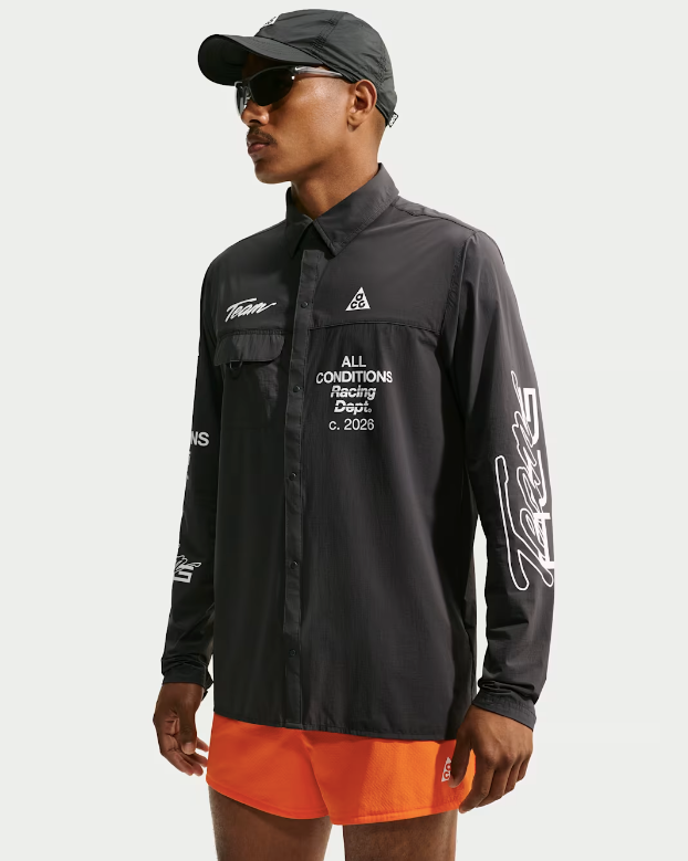 Nike ACG Aireez UV Protect Button-Up Long-Sleeve Graphic Top - Black