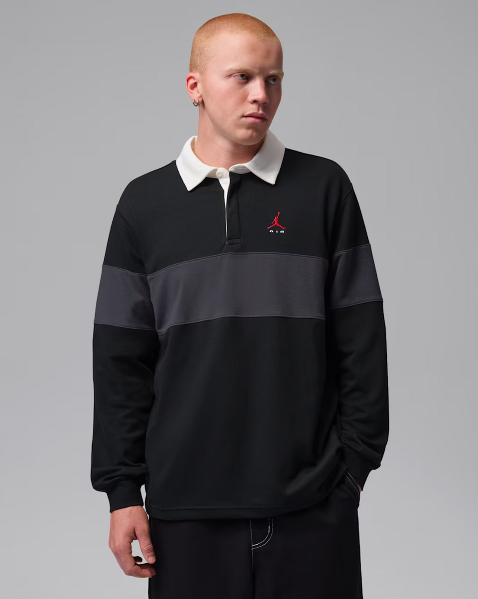 Jordan Brooklyn Long Sleeve Polo - Black Charcoal