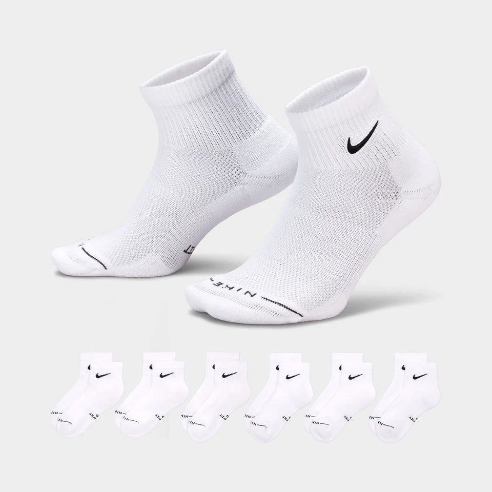 Nike Everyday Elevated Ankle 6 Pack Socks - White HQ8031-901