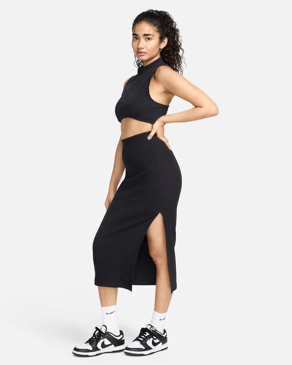 Nike Sportswear Slim Ribbed Midi Skirt - Noir
