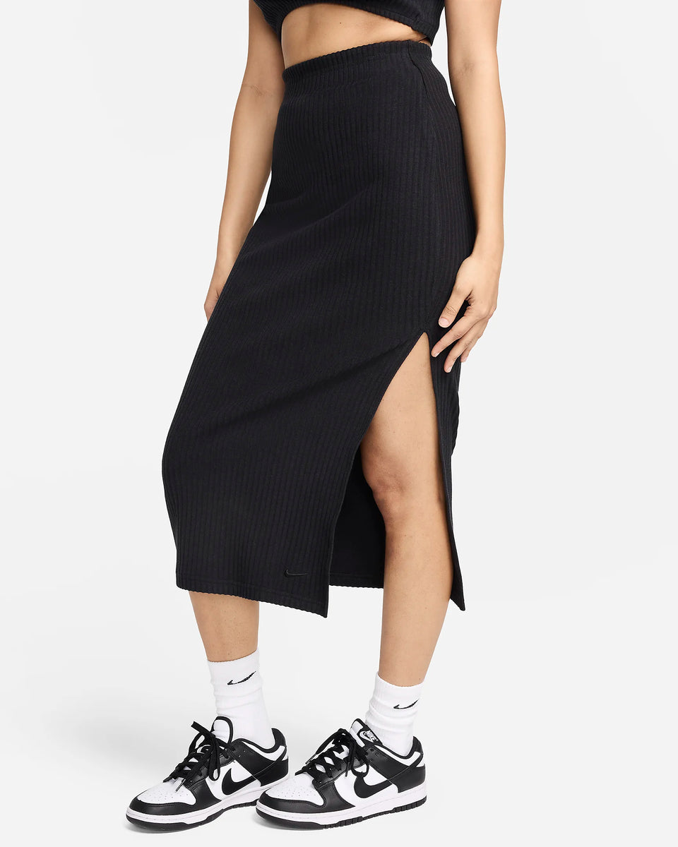 Nike Sportswear Slim Ribbed Midi Skirt - Noir