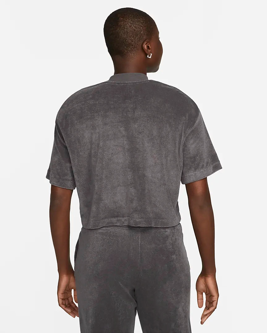 Nike Sportswear Mock-Neck Short-Sleeve Terry Top - Anthracite